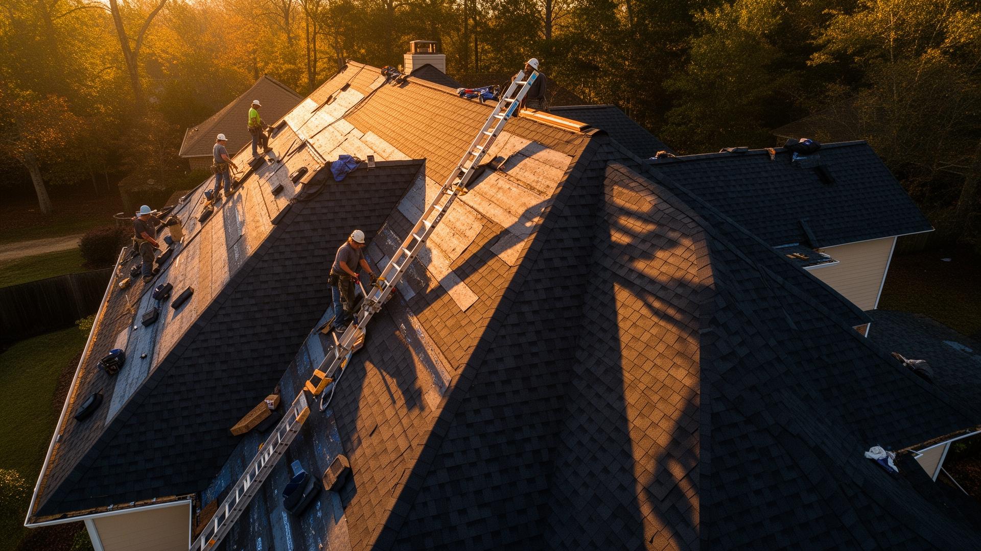 Shurden's Roofing crew at work in North Mississippi